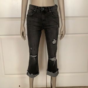 NWT Francesca’s Unpublished Distressed Black Jeans Destroyed Hem